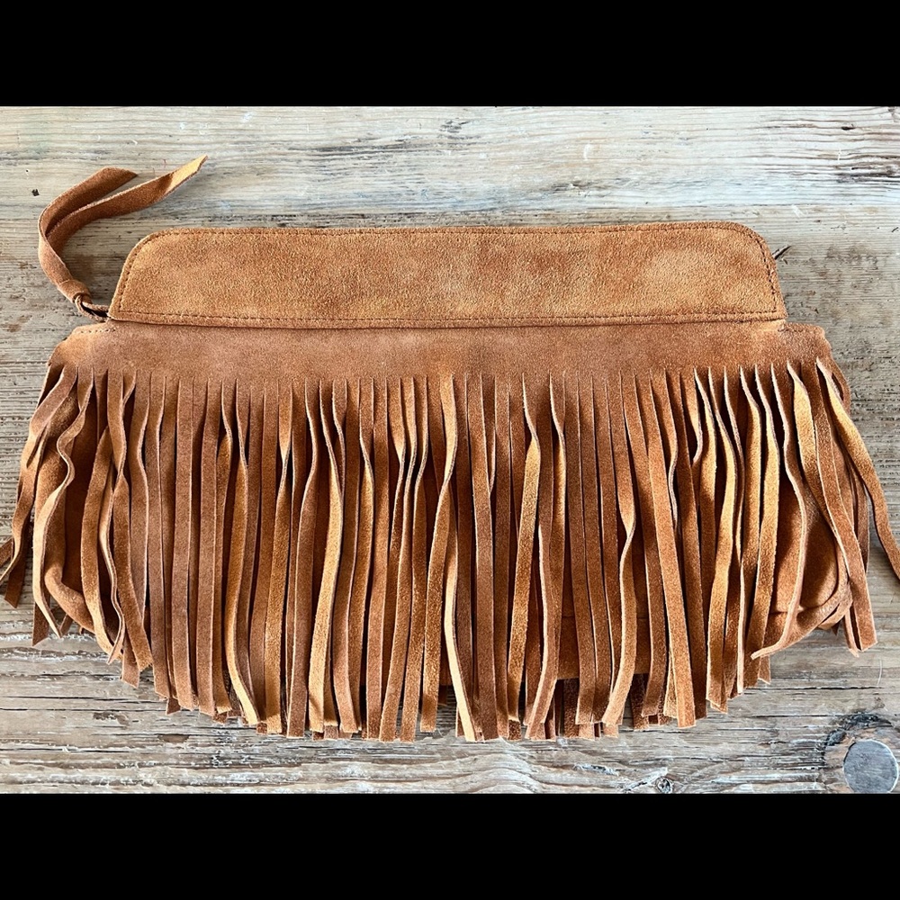 Brown Suede Fringe Hobo/Western Clutch